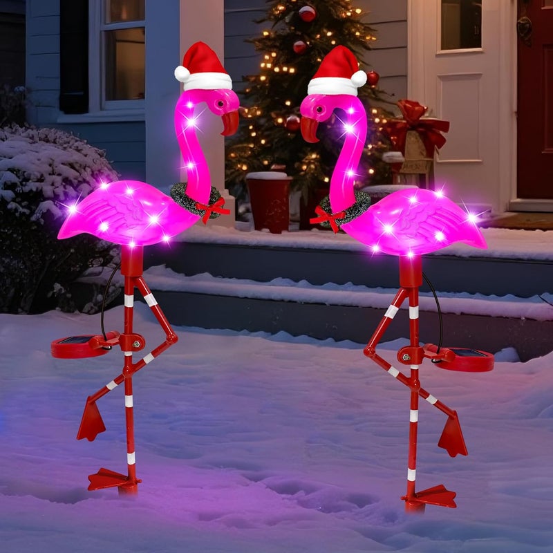 EDOF for Women Solar Garden Lights Christmas Decorations Outdoor Waterproof,2 Packs Solar Flamingo Light,Pink Flamingo Garden Statue,Decorative Lights for Yard Art Patio Porch Lawn - Image 1